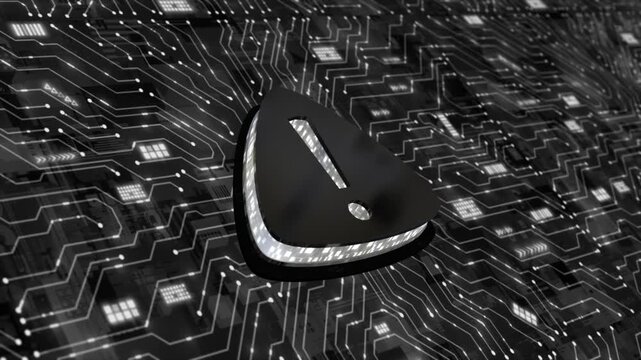 white color data protection microchip glowing data transfer cyber security 3d error sign hi tech design black technology background