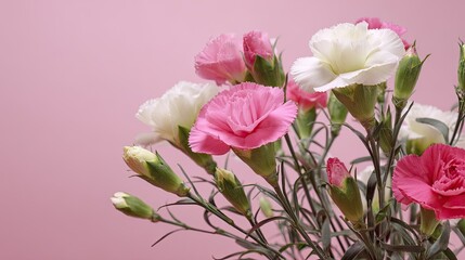 Obraz premium Bouquet of pink and white blossoms displays delicate petals against a soft background