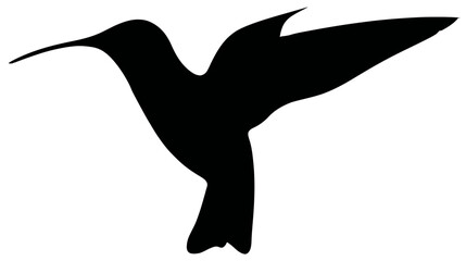 Obraz premium Abstract black hummingbird silhouette vector graphic. Minimalist flying bird icon for nature, wildlife, freedom, and elegant design.