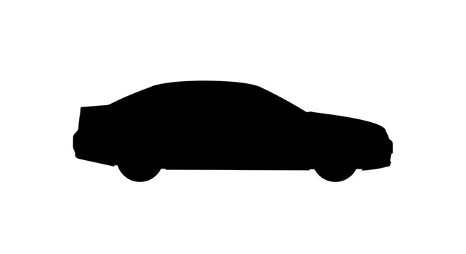 Silhouette of a sedan automobile vehicle on white background for transportation and design concepts