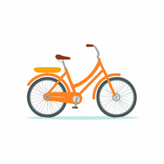 Orange bicycle illustration, side view.