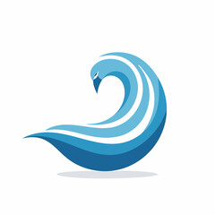 Fototapeta premium Abstract illustration of a stylized swan with layered blue elements, minimalist design.