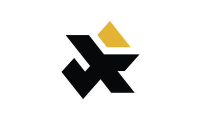 Fototapeta premium Abstract Black and Gold Geometric 'K' Shape