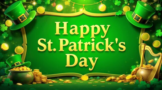 St Patrick's Day festive green card background illustration