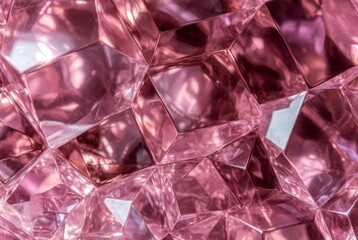 Fototapeta premium Lustrous pink diamond faceted mosaic shimmering texture relief background