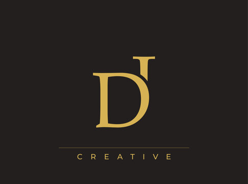 Gold monogram letter dt logo with creative tagline design