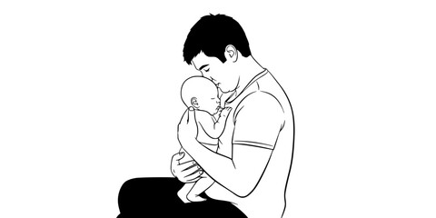 Father and Preemie Baby Kangaroo Care Silhouette © T-Shop