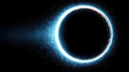 Naklejka premium Abstract glowing circle with particles against black background