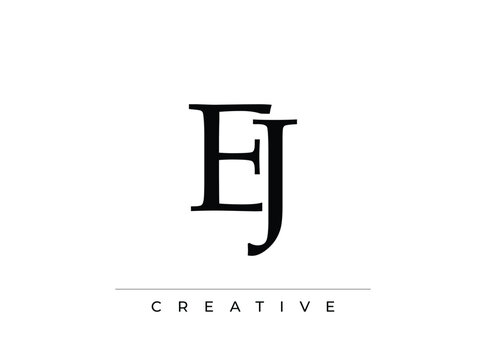 Creative ej logo design element with elegant typography and simple line