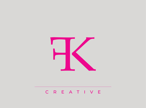 Creative fk logo design with modern pink typography style