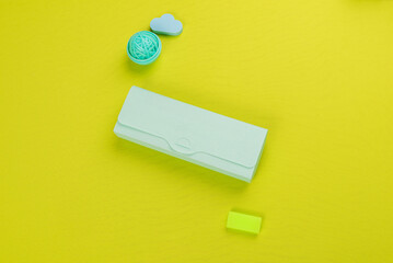 Colorful stationery on desk for creativity