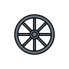 Obraz premium Simple wagon wheel icon with eight spokes.