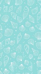 Seashells on Aqua - A Delicate and Minimalist Pattern.