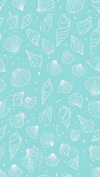 Seashells on Aqua - A Delicate and Minimalist Pattern.