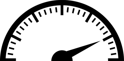 A simple black and white fuel gauge icon indicating a full reading on a white background 