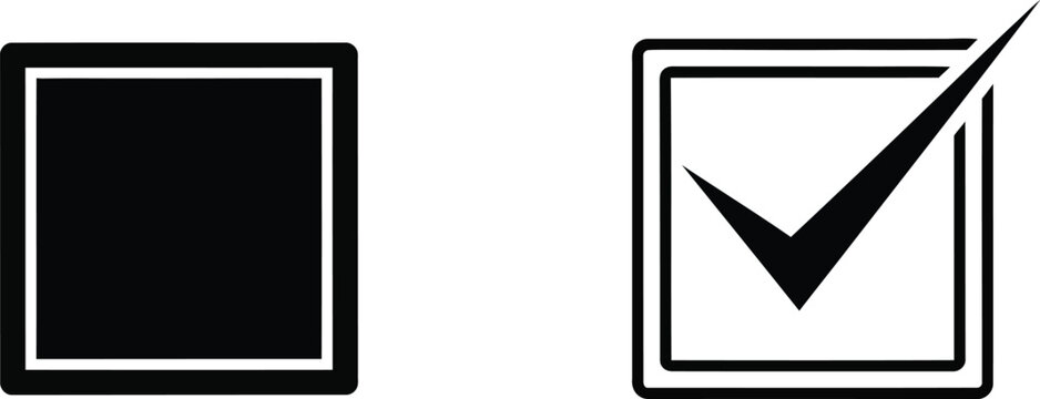 Checkmark and square icons isolated on transparent background, Vector