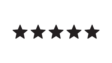 Five Star Rating Icon Review Feedback Excellence Symbol Minimal Black Vector Isolated on White Background