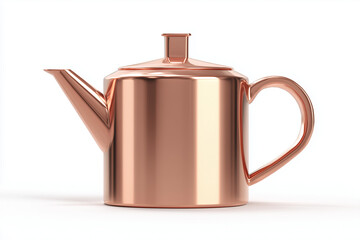 Obraz premium A sleek copper teapot with a handle and spout on a white background.