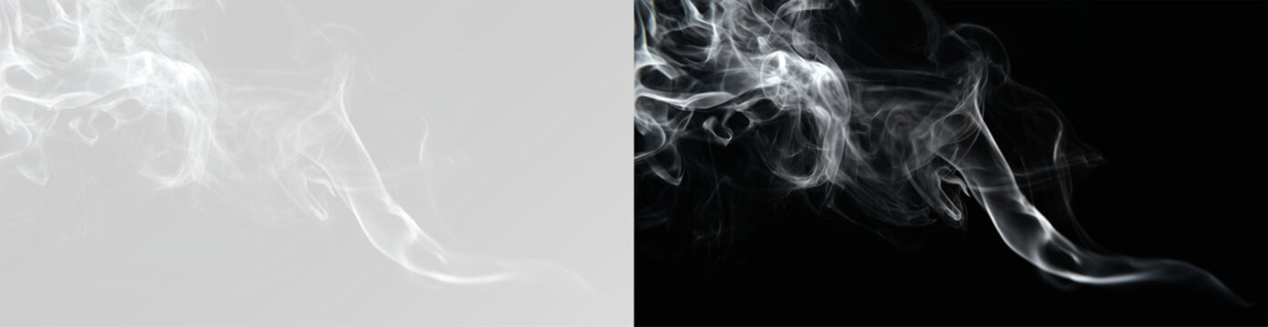 Grey smoke or steam swirl on white background. Ethereal flowing fog and mist texture. Minimalist wispy vapor cloud for creative design. Elegant atmospheric smoky wave with copy space png