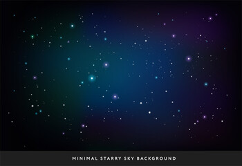 Minimal starry night sky background - vector stars space background with subtle colors in dark blue, green, purple, black © forestgraphic