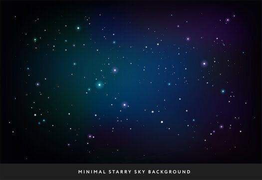 Minimal starry night sky background - vector stars space background with subtle colors in dark blue, green, purple, black
