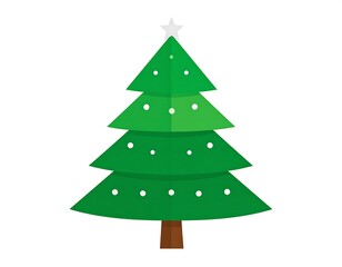 Fototapeta premium A simple green Christmas tree with white dots and a star