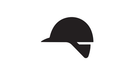 Hard Hat Icon Black Safety Helmet Silhouette Isolated on White Background for Construction, Engineering and Industrial Protection