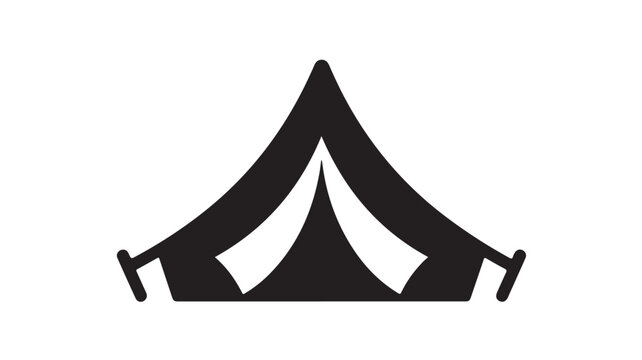 Camping Tent Icon Black Minimalist Outdoor Shelter Symbol for Travel Adventure Hiking Backpacking and Camping Concepts
