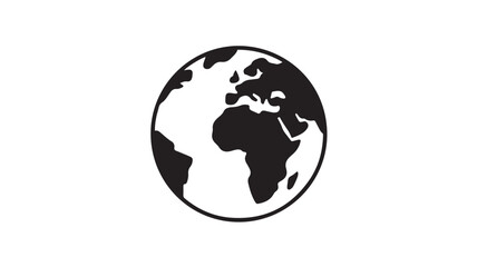 Fototapeta premium Globe Earth Icon Black Planet Silhouette For Global Business Branding, Environmental Campaigns, And Geography Education
