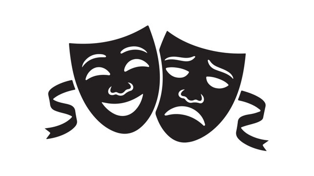 Theatrical Drama Masks Comedy And Tragedy Icon For Theater Performance Branding, Performing Arts Marketing, And Stage Production Design