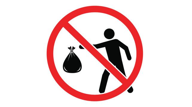 No dumping of waste a prohibited action depicted in silhouette