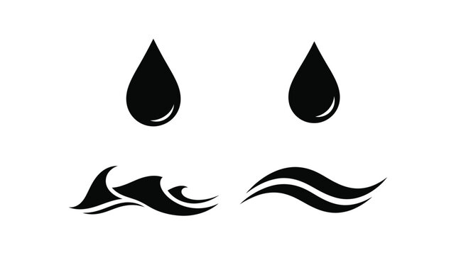 Two teardrops and wave forms create a minimalist face silhouette