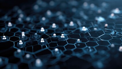 Obraz premium Digital Network Connecting People and Data in a Futuristic Hexagonal Grid.