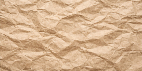 Obraz premium A blank vintage brown crumpled paper texture with an aged wrinkled pattern and creased grunge surface creates a rough antique parchment sheet design