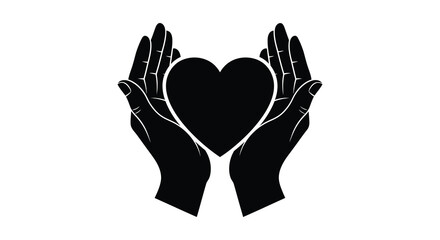 Obraz premium Two hands gently cradling a heart shape creating a powerful image of care and affection silhouette high quality professional detailed modern