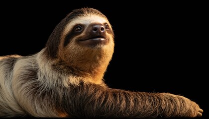 Fototapeta premium Sloth close-up isolated on a simple black background