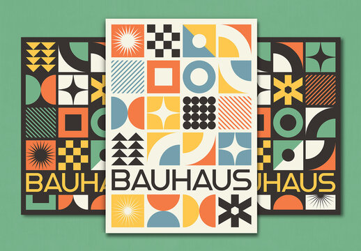 Retro Modernist Bauhaus Poster Template Layout