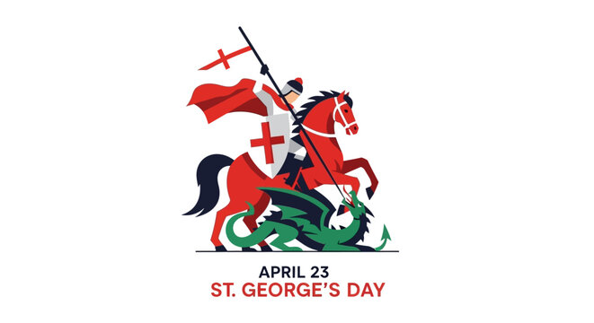 St. George's Day celebration with knight on horseback fighting dragon