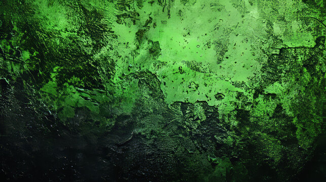 Dark green grunge texture background with vintage worn paint and rusty wall details, black abstract retro pattern, rough paper surface, cool moody and slightly eerie backdrop