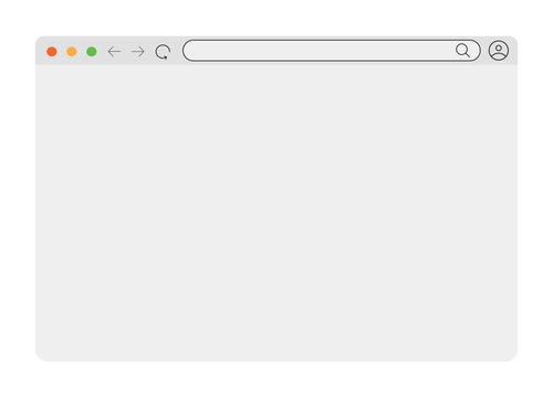 browser window on transparent background.  Web window screen mockup. Internet empty page concept with shadow.