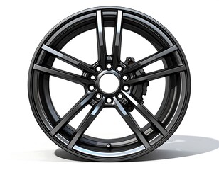 Obraz premium A sleek, black car wheel with a modern design