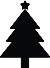 christmas tree silhouette vector illustration on transparent background