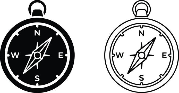 Compass navigation direction isolated on transparent background, Vector