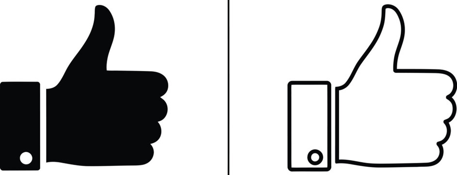 Thumbs up icon like button isolated on transparent background, Vector