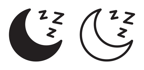 Crescent Moon Sleep Icon with Zzz for Dream, Bedtime and Relaxation Design © Maksim