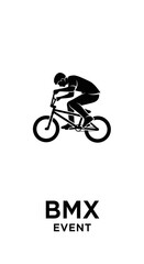 Fototapeta premium Dynamic Silhouette of a BMX Rider Performing Tricks, Event Logo in Bold Typography