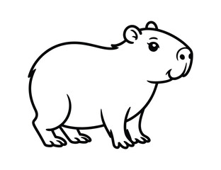 Obraz premium Capybara rodent stands sideways looking toward.
