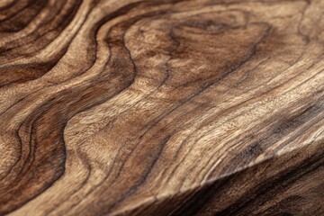 Fototapeta premium Close-up of natural dark wood grain texture with wavy patterns.