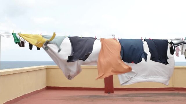 Clothes drying in the wind