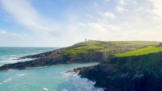 Galley Head Lighthouse an active 19th century lighthouse on the Wild Atlantic Way outside of Rosscarbery, County Cork, on the south coast of Ireland.
